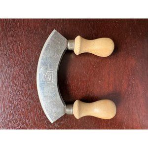 Edelstahl Rostfrei Mezzaluna Chopper Rocking Stainless Steel Wood Handles Kitche